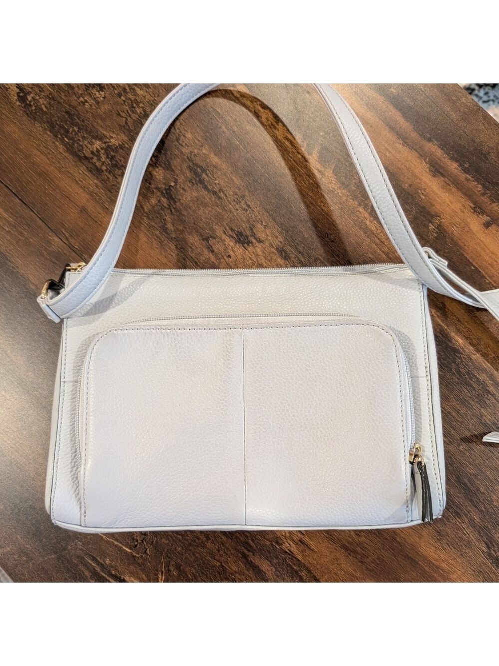 Tignanello Crossbody Genuine Leather Bag , Blue gray , Numerous Compartments,GUC - Picture 6 of 9